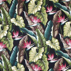 Bird of Paradise Tropical Barkcloth Fabric